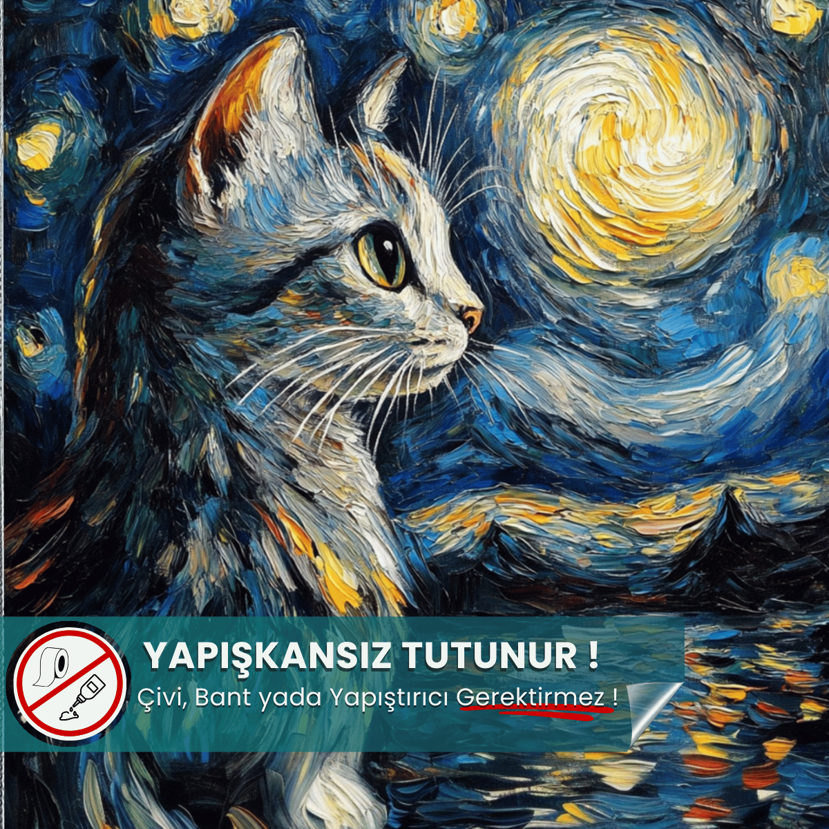 Yıldızlı Gece Kedi Posteri